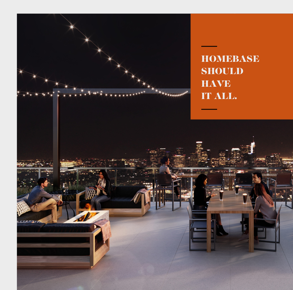 Rooftop lounge with city views